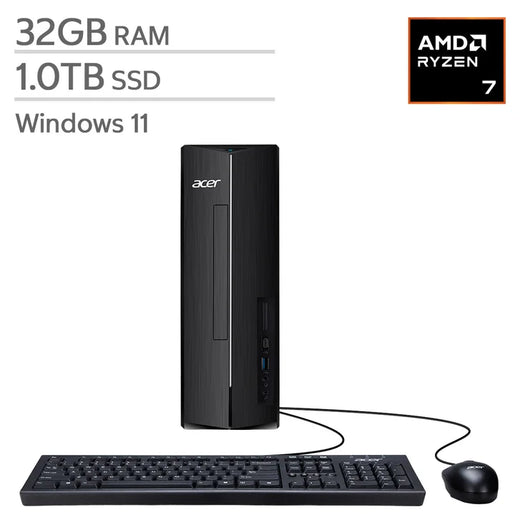 Acer Aspire Slim Desktop, AMD Ryzen 7 7730U - 32GB RAM, 1TB SSD