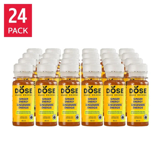 DOSE Organic Ginger Daily Booster shots, ENERGY pack, 24 x 60 mL (2 fl oz)